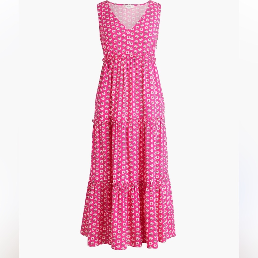J. Crew Factory V Neck Sleeveless Tiered Floral Maxi Dress Size 2